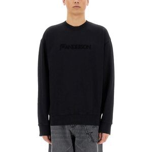 JW ANDERSON Embroidered Logo Crewneck Sweatshirt Men BLACK Sweaters & Cardigans